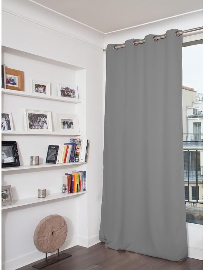 Moondream DecibelControl™ 3-in-1 Soundproof Curtain | Noise Reduction | Thermal Insulation | 100% Blackout | Patented Technology | Made in Europe | Grommet | 55" W x 108" L | Grey - Cloud MC09