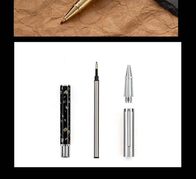 Borges Luxury Pen Set Finish, Schmidt Ink Refill, Best Roller Ball Gift for Men & Women, Executive Office & Professional Writing - Nice Pens (24K)
