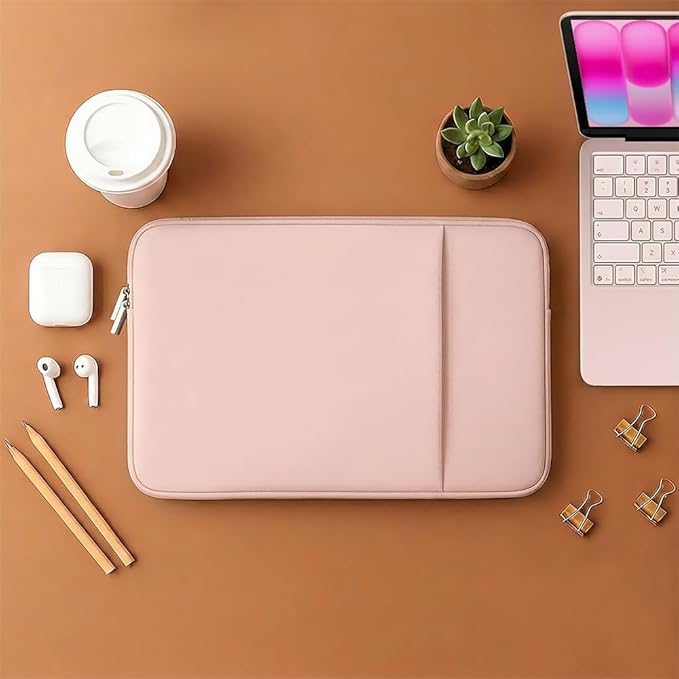 Laptop Sleeve Case for MacBook Neo/Air/Pro 13 inches A18/M5/M4/M3/M2/M1 Chip 2026-2020 A3404 A3449 with 2 Pockets Tablet Bag Case Accessories (Blush Pink)