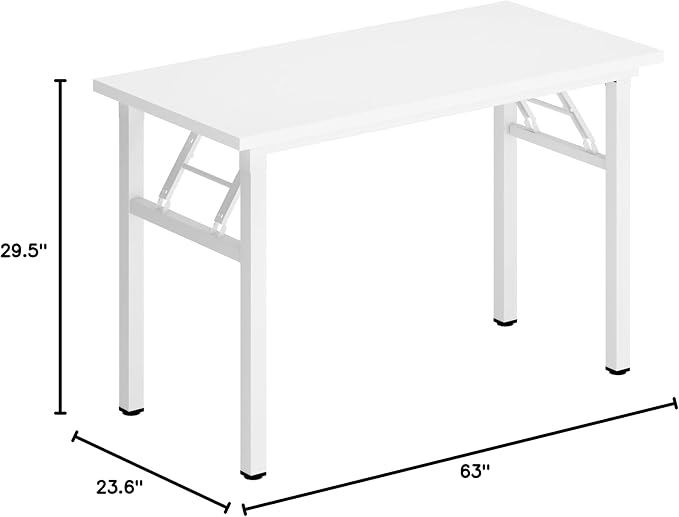 sogesfurniture 39.4 inches Foldable Computer Desk, No Assembly Small Collapsible Table Workstation for Home Office, Portable Folding Study Table Writing Gaming Desk for Small Spaces, White