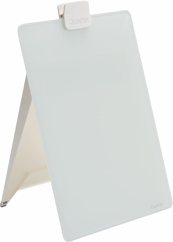 Quartet Glass Whiteboard Desktop Easel, 9" x 11", Dry Erase Surface, White (GDE119) New