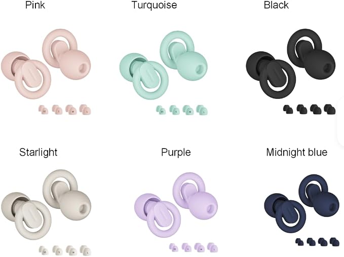 Macco Focus Reusable Silicone Ear Plugs – up to 33 dB NRR Noise Reduction for Sleep & Focus – 4 Sizes (XS–L) – Soft Washable Hearing Protection with Hard Case – Grey