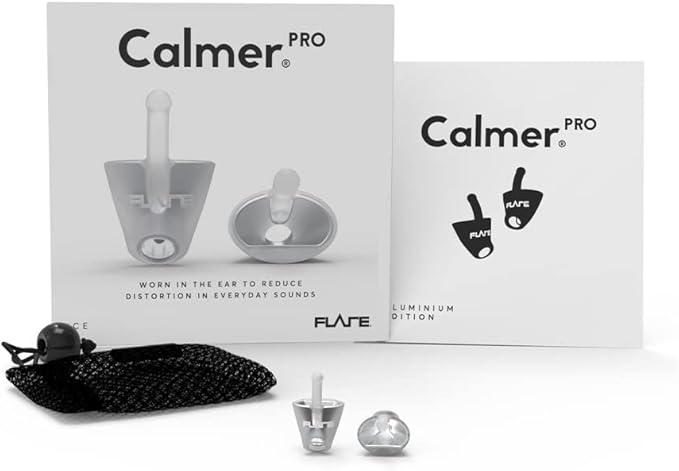 Flare Audio Calmer | Noise Reducing Ear Plugs Alternative | Silicone Reusable Ear Plugs for Noise Sensitivity, Focus and Travel | Ear Plugs for Noise Reduction (pro mini, White)