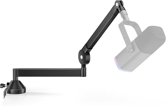 InnoGear Low Profile Mic Arm, 360° Rotatable Microphone Boom Arm Mic Stand for Fifine AM8 K669B Blue Yeti HyperX QuadCast SoloCast AT2020, with Mic Clip 3/8" to 5/8", 3/8" to 1/4" Adapter, Black