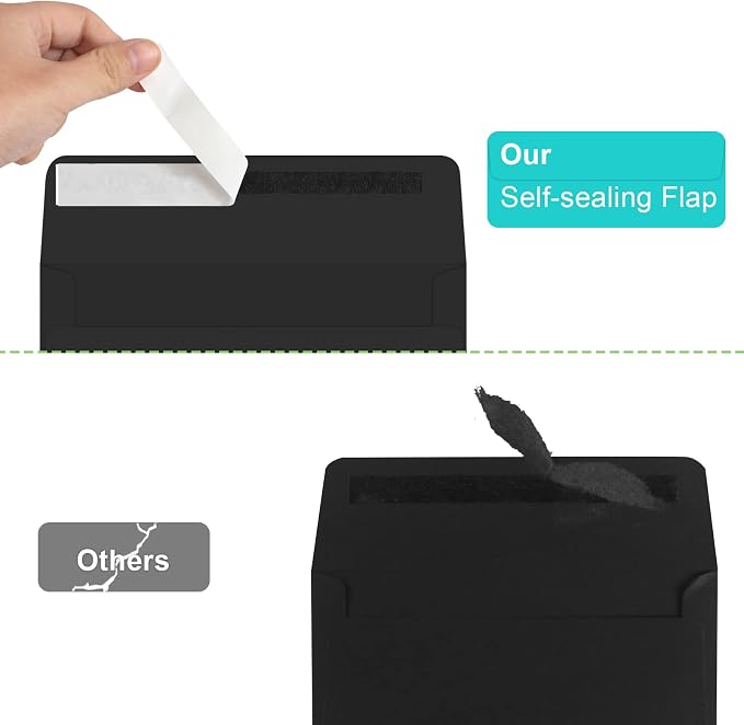 70 Packs of Invitation Envelopes, A2 Envelopes Black, Postcard Envelopes for 4.5x5.5 Cards, Envelopes for Invitations, Self Seal for Photos RSVP, Greeting Cards