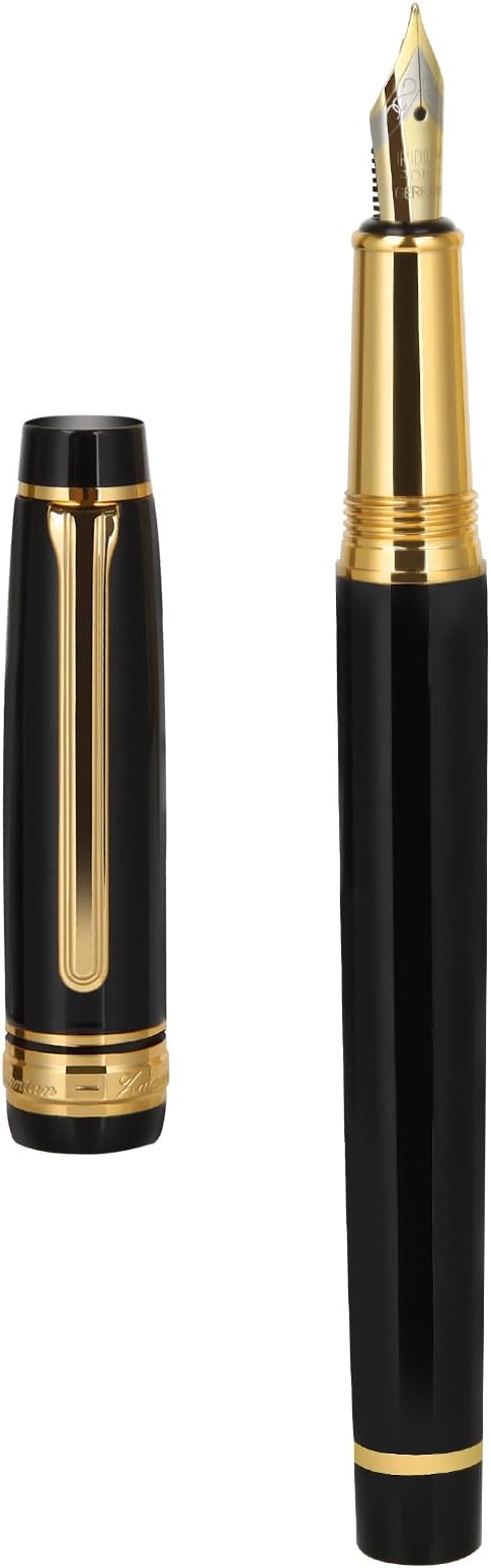 Premium Fountain Pen - Smooth Writing,Luxury Pen Set Gorgeous 24K Gold Accents,Travel Refillable Writing Pen Gift Set,Executive,Office, Elegant,Fancy, Nice Pens (Fountain Pen)