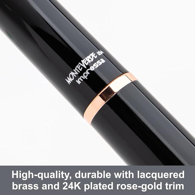 Monteverde USA Impressa Fountain Pen Black with 18 Karat Rose Gold Trim - Broad Point - JoWo German Nib