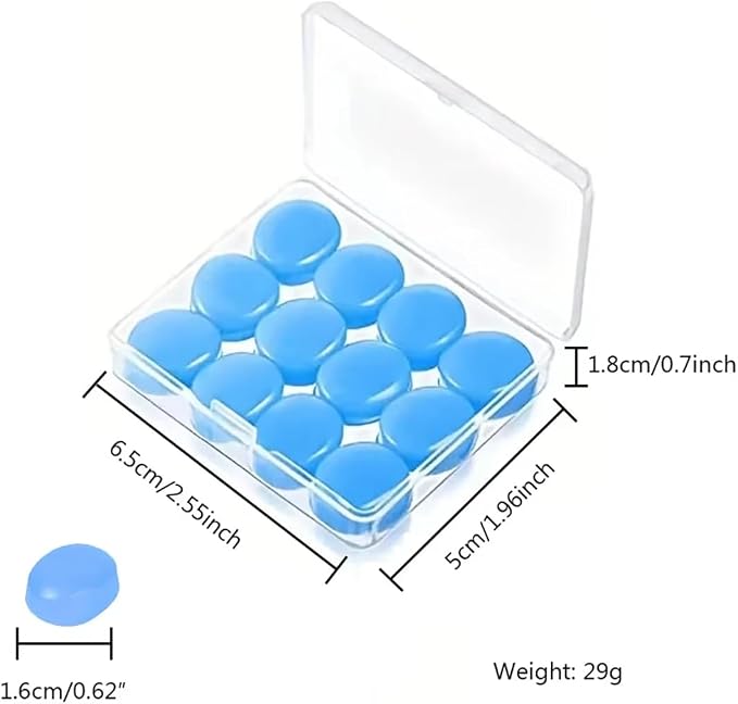 Moldable Silicone Noise Cancelling Earplugs 6 Pairs for Sleeping, Swimming, Shooting,Taking a Plane (Blue, One Size)