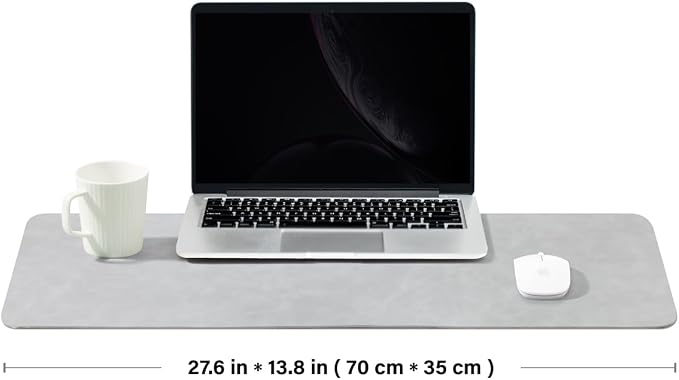 Distressed Leather Desk Mat - Non-Slip PU Desk Pad for Office and Home - Desk Organization and Accessories - Ideal for Large Mouse Pad and Desk Mats on Top of Desks(Ash Gray,27.6"x 13.8")