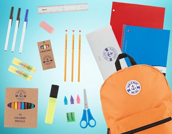 34 Piece School Supplies Kit for School Children – Wholesale Back to School Kids Essential Bundle Supply Pack for Girls & Boys