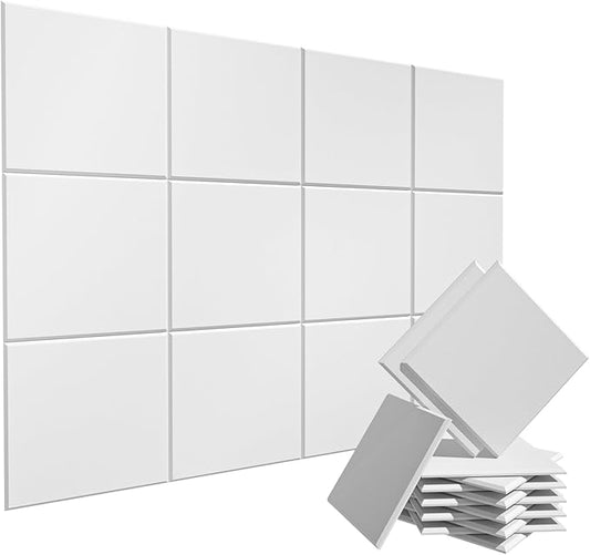 15 Pack Sound Proof Foam Panels for Walls, White Acoustic Panels 12" x 12" x 0.35" High Density Sound Absorbing Tiles, Noise Reduction Foam for Home Studio, Office, Gaming Room & Theater