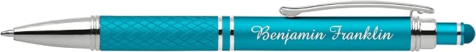 Custom Engraved Personalized Pen Gift Set - 2 Pack of Soft Touch Metal Ballpoint Pens with Gripper & Gift Box - Luxury Customized Pens with Name (Teal-Pink)