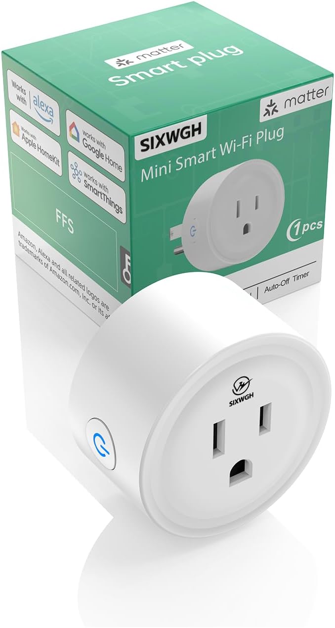 Matter Smart Plug, Works with Alexa,Apple Home, Google Home & SmartThings, Easy Setup, Timer Outlet, 2.4GHz WiFi Only, Matter Hub Required (1 Pack)