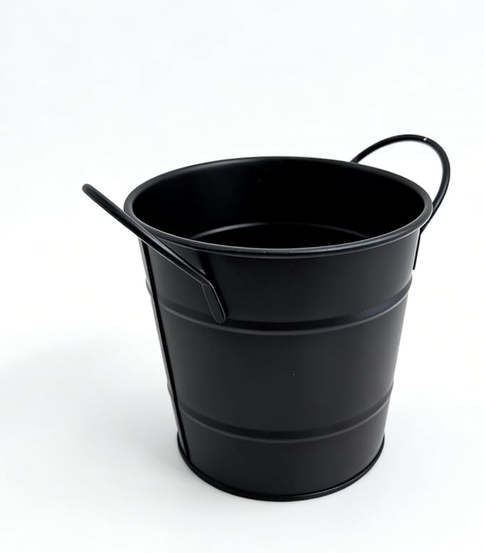 Fengtaiyuan T9，Matte Black Metal Storage Bucket, 5.95.14.7 inches Multi-functional Desktop Organizer for Home Office Garden (T19)