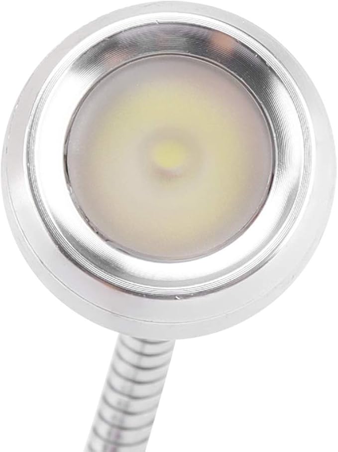 USB LED Desk Lamp Flexible Neck Portable Light for Home Office Study Silver Warm White 1W (Warm Light)