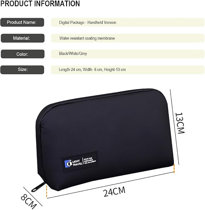 Electronics Organizer Bag, Travel Digital Storage Pouch for Cable, Cord, Earphone, USB Flash Drive, Power Bank, Hard Drive, Portable Tech Travel Case with Multi-Compartment (Black)