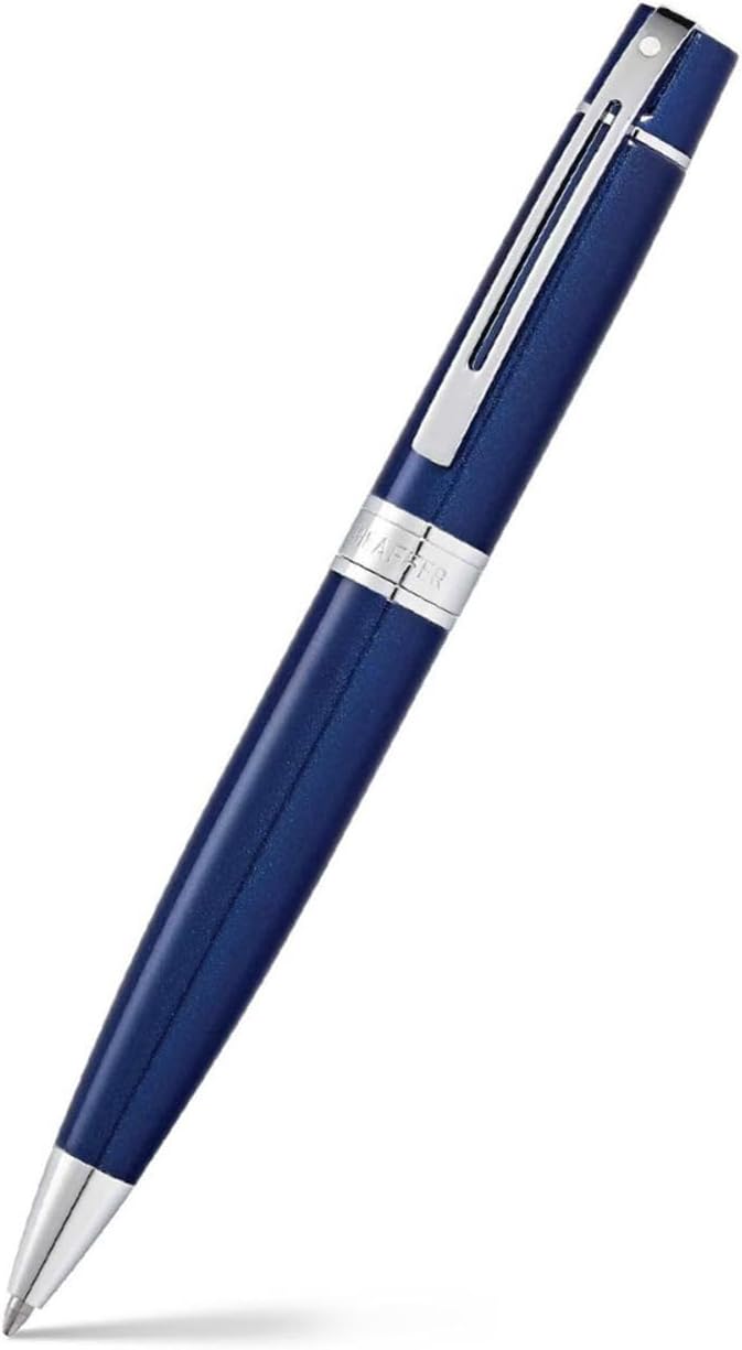 Sheaffer 300 Glossy Blue Lacquer Ballpoint Pen with Chrome-Plated Trim