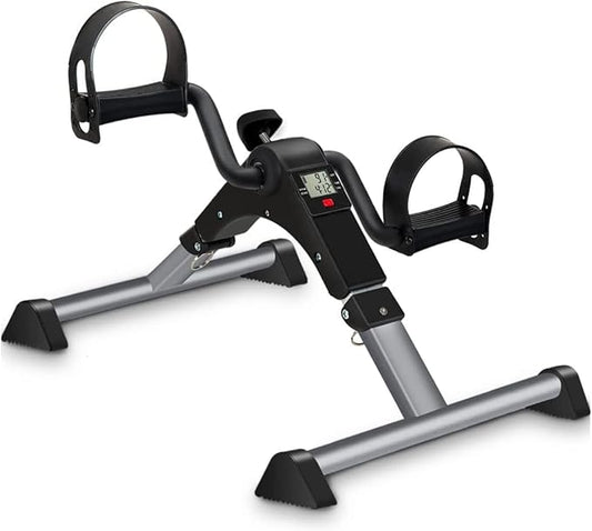 Under Desk Bike Pedal Exerciser, Upper & Lower Peddler Exerciser for Seniors with LCD Display, Fitness Folding Exerciser Peddler for Arm & Leg Workout