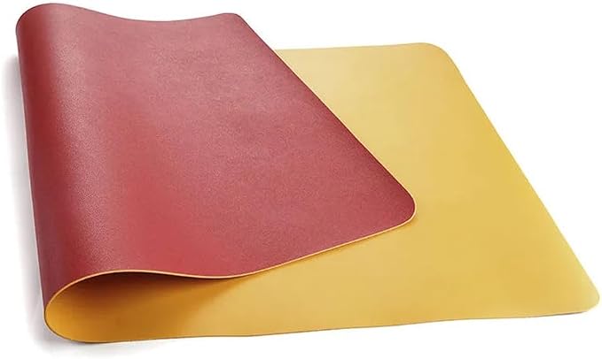 Leather Desk Pad Dual-Sided Office Desk Mat Waterproof,Large Table Cover Protector Smooth Mouse Pad Writing Gaming Mat for Laptop Keyboard (Red Yellow,55.1x27.5in/140x70cm)
