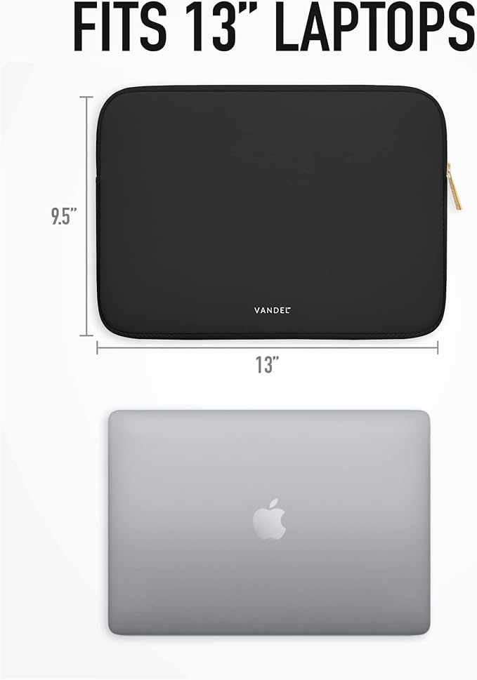 Vandel MacBook Air 13 inch Laptop Sleeve, Fits 13-13.3 inch Laptops: Neoprene MacBook Air & Pro Case, Chromebook, HP Soft Cover | Thin Computer Carrying Bag, Black Mac (M1 & M2) Pouch