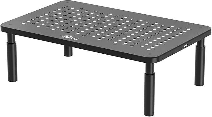 WALI Dual Monitor Stand for Desk, Desk Monitor Riser 3 Height Adjustable, Laptop Riser with Airflow Vents, Desk Organizer for Computer, Laptop, Printer, Notebook (STT003-2), 2 Pack, Black