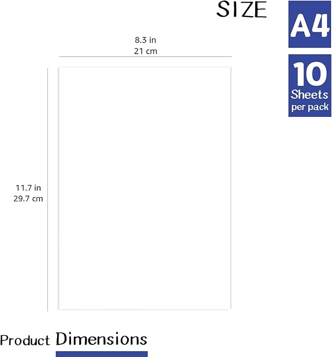 Dry Erase Sheets - 10 A4 Sheets - Adhesive Whiteboard Wallpaper Decal - White Board Contact Paper for Refrigerator, Desk, Office & Kids Room - Dry Erase Board Sticker