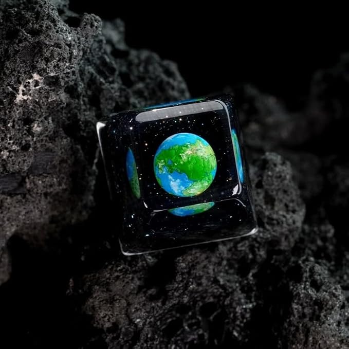 Earth Planet Artisan Keycap Solar System - 1U ESC, R1 SA Profile Custom Handmade Resin Cherry MX Switch Key Cap Mechanical Keyboard, Cool Tech Gifts for Men, Dad, Father, Gamer, Space Lover