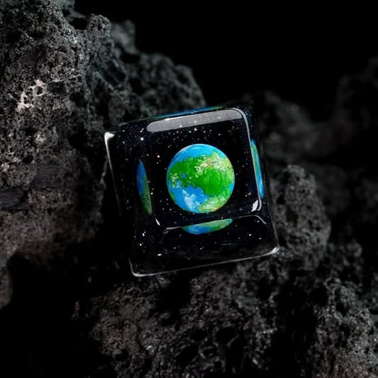 Earth Planet Artisan Keycap Solar System - 1U ESC, R1 SA Profile Custom Handmade Resin Cherry MX Switch Key Cap Mechanical Keyboard, Cool Tech Gifts for Men, Dad, Father, Gamer, Space Lover