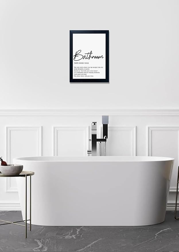 Boswaydeco Bathroom Decor Wall Art Black and White Bathroom Artwork Small Modern Toilet Rules Canvas Print for Guest Washroom