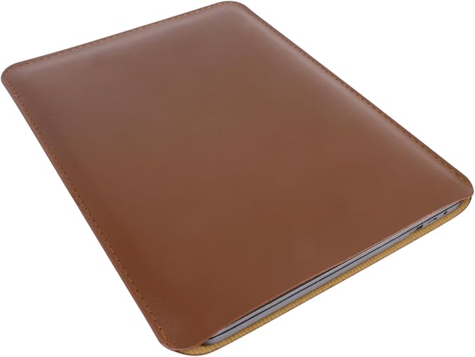 13/14/15-inch Faux Leather Laptop Sleeve | Compatible with MacBook Air/Pro, Dell XPS, Surface Pro & More | Ultra-Thin Design + Universal Fit (Dark Brown, 14 Inch Laptop)