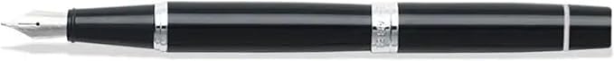 Sheaffer 300 Glossy Black Fountain Pen with Chrome-Plated Trim and Medium Nib