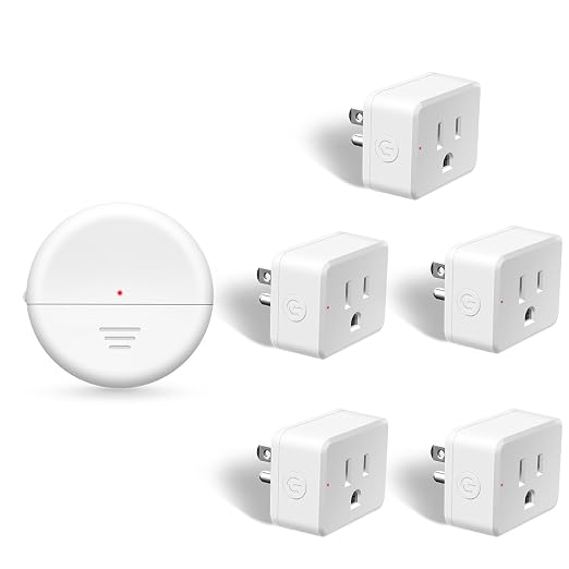 NineLeaf Motion Sensor Outlet, Wireless Motion Activated Plug with Timer & Light Sensor, 262 ft Range, 15A/1500W, Auto On/Off for Lights, Bathroom Fan, Garage, Hallway(1Sensor 5Plugs)