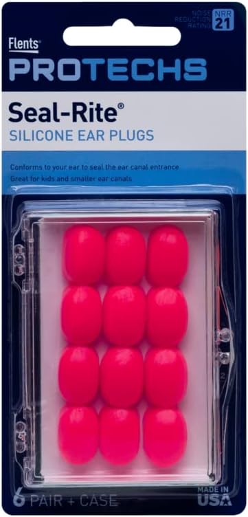 Flents Protechs Seal-Rite Silicone Moldable Ear Plugs for Pool, Ocean, Water, Sports, Pink, 6 Pairs (Pack of 2)