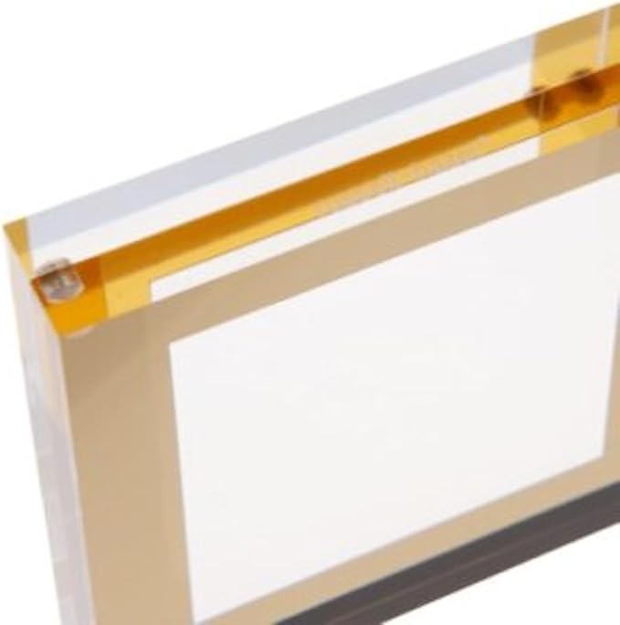 russell+hazel Acrylic & Gold Picture Frame, Clear, 4"x4" | Displays a favorite 4"x4" photo with modern flair. Clear acrylic with gold-toned accents suits any desk or shelf.