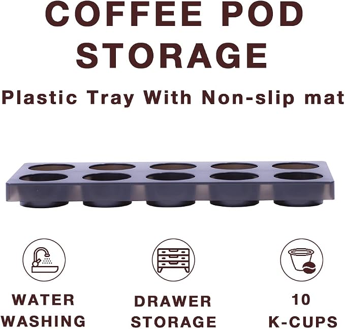 Coffee Pod Storage Organizer for Kitchen Drawer,Holders 60 K CUP, Premium Plastic Tray With Non-slip mat