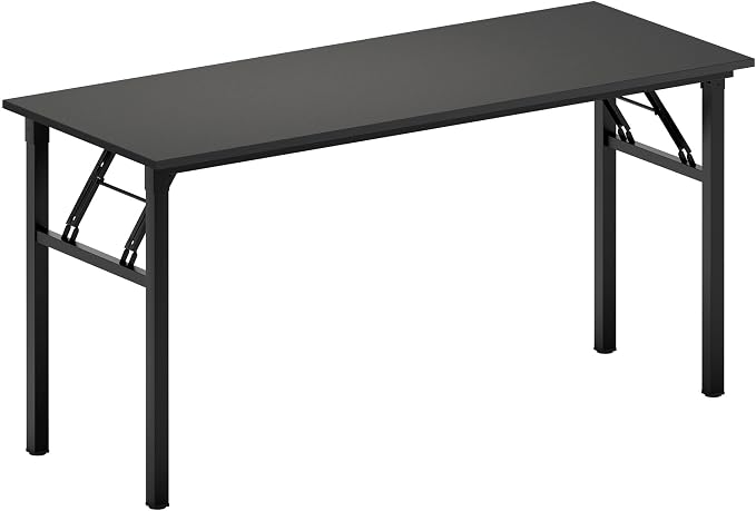 SDHYL Folding Desk, 60inch No Assembly Folding Desks for Small Spaces Sturdy Computer Desk, Functional Home Office Desks, Study Writing Desk Office Table Workstation for Home Office, Rustic Brown