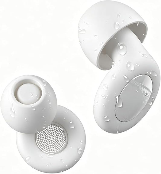 Noise Reduction Ear Plugs,Reusable Silicone Earplugs for Sleeping, Snoring, Travel, Comfortable Side Sleepers (White)