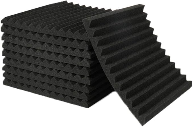 Burdurry 24 Pack Acoustic Panels Soundproof Studio Foam for Walls Sound Absorbing Panels Sound Insulation Panels Wedge for Home Studio Ceiling, 1" X 12" X 12" (Black)