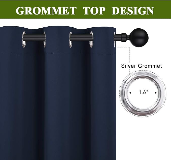 NICETOWN Bedroom Window Blackout Curtain Panel - Thermal Insulated Blackout Drape/Drapery for Loft, Guestroom (Navy, 1 Panel, 70 x 72 inch)