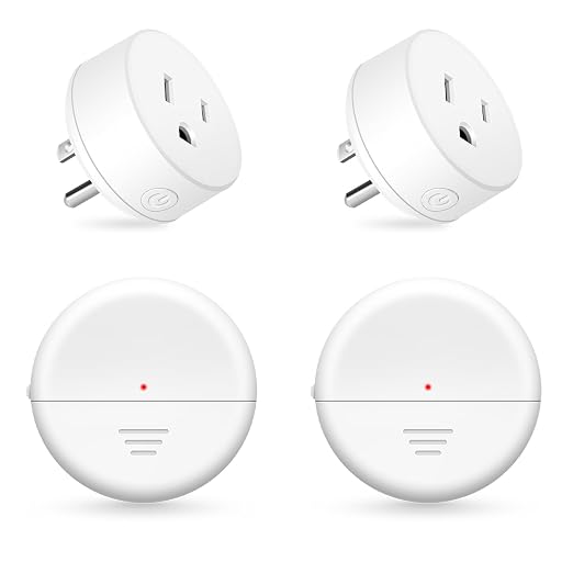 NineLeaf Wireless Motion Sensor Plug, PIR Sensor Outlet with Timer Setting to Auto Turn On/Off, Adjustable Detection Range, 15A/1500W Remote Control Plug for Christmas Lights, Fans(2Sensor 2Plugs)