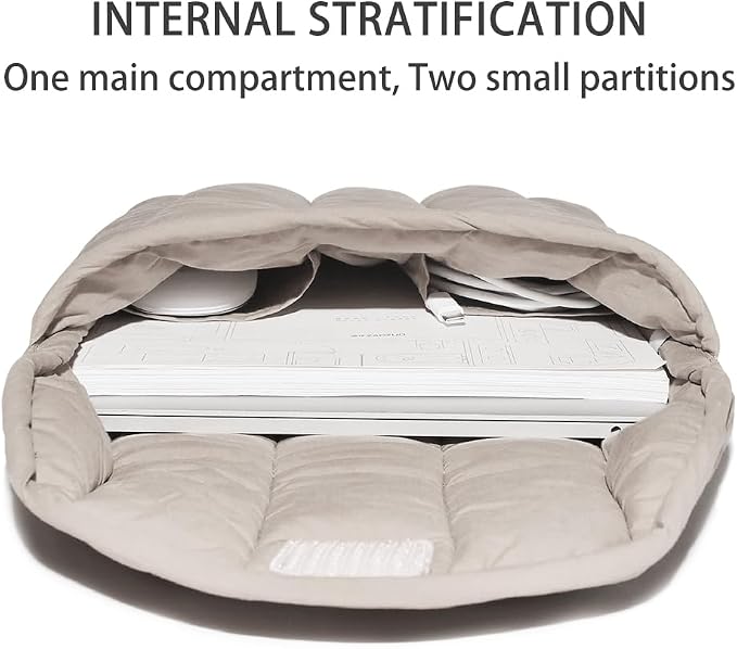 Puffy Laptop Sleeve Set 11-12 Inch Grey, Protective Carrying Case for Men and Women, Cute Case Bag Compatible with 11 and 12 Inch Laptops, 10.9" Ipad 10, 10.2" Ipad 7 8 9 in Cover