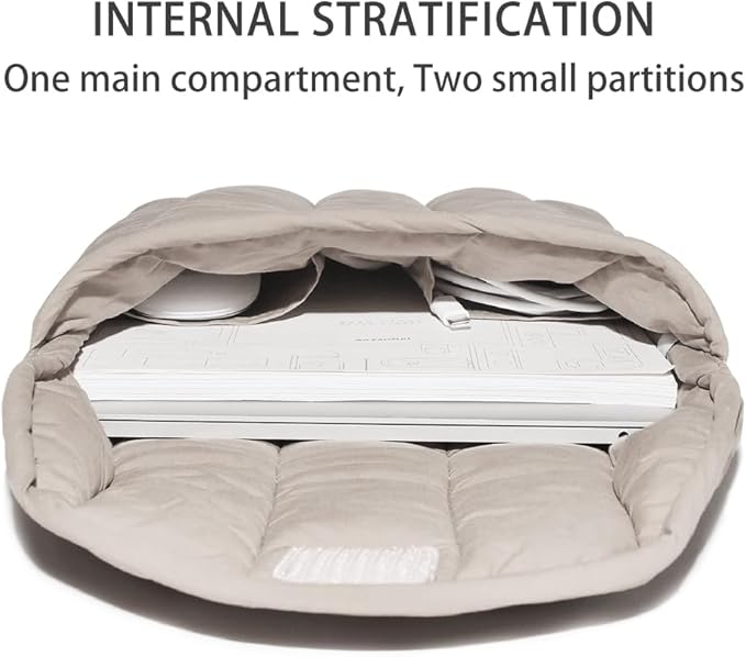 Puffy Laptop Sleeve Set 15-16 Inch Grey, Protective Carrying Case for Men and Women, Cute Case Bag Compatible with 15 Inch and 16 Inch Laptops, for MacBook Air M2 M1, Asus/Dell Xps/Lenovo in Cover