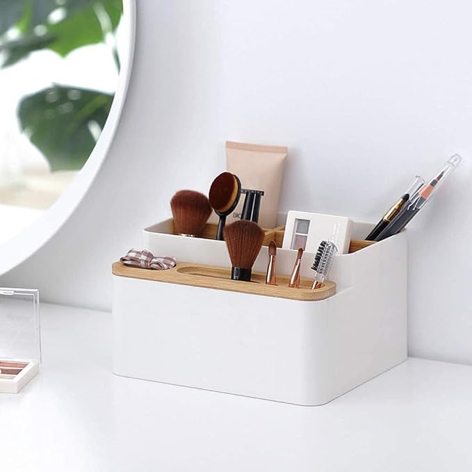 Desktop Storage Box Pencil Pen Holder Makeup Brushes Organizer for Office Supplies, Vanity Table, Home