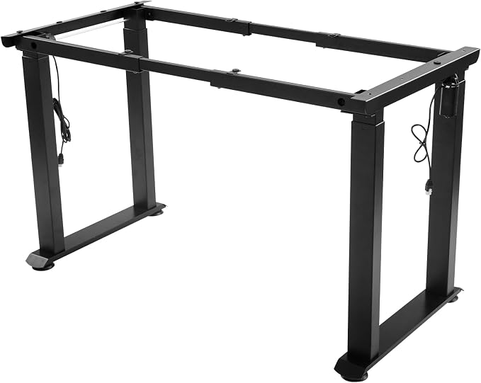 4-Leg Standing Desk Frame with Dual Motor, Electric Adjustable Legs for Max 63'' x 22.83'' Desktop, Heavy Duty 220 lbs Load, 4 Memory Height Settings Stand up Desks Base, Black Frame Only