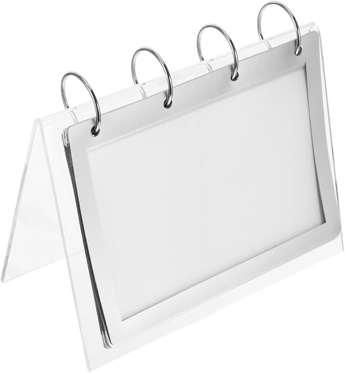 MAGICLULU Turning Table Card Acrylic Paper Holder Multi-Page Flip Menu Display Holder Acrylic Display Flip Calendar Stand Advertising Display Stand Poster Holder Menu Holder Transparent Iron