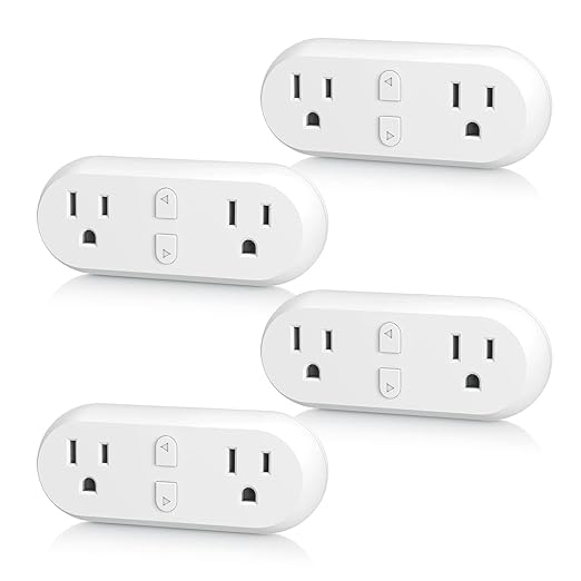 HBN Smart Plug 15A, WiFi&Bluetooth Outlet Extender Dual Socket Plugs Works with Alexa, Google Home Assistant, Remote Control with Timer Function, No Hub Required, ETL Certified, 2.4G WiFi Only, 4-Pack