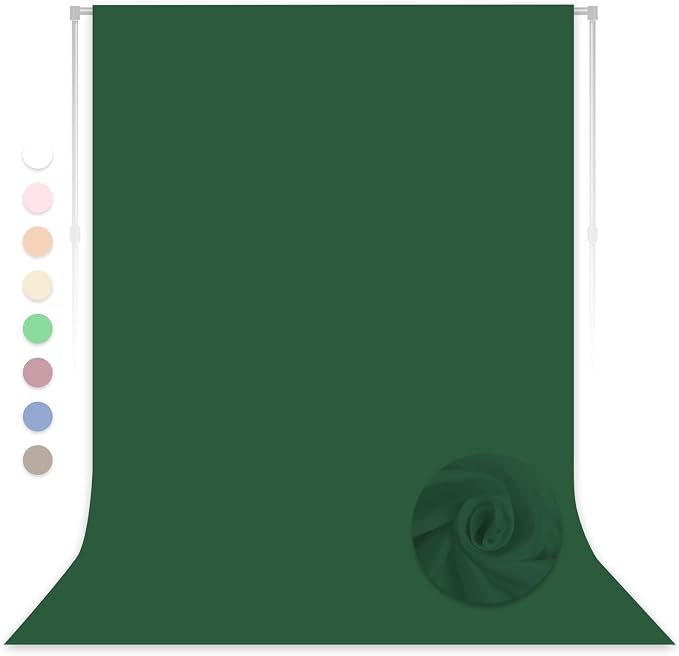 Dark Green Backdrop for Photoshoot, Professional Photo Backdrop Background Curtain for Product Photography, Portraits, Wedding, Party, Live Streaming Video Recording 8X10 FT