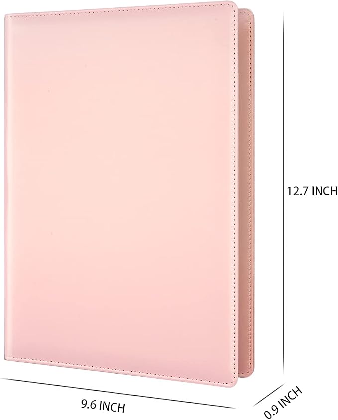 Portfolio Case, Business Portfolio Folder, Cute Padfolio Cover, Conference/Resume/Legal Document Organizer with Letter/A4 Size Clipboard Hardboard, Business Card Holders, Document Sleeve, Pink