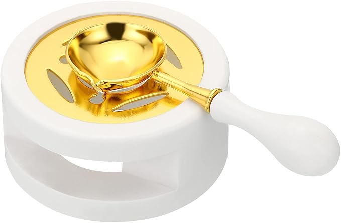 PATIKIL Seal Kit, Wax Seal Warmer With Melting Spoon, Retro Melt Stove Pot Furnace Tool for Sealing Beads Stamp Letter Envelope, White