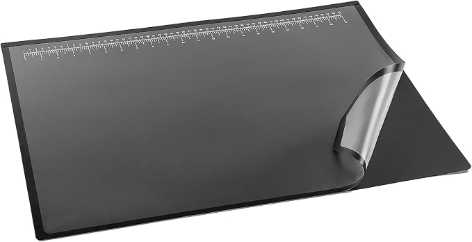 Artistic Logo Pad Engineering Desk Mat Pad for Desktop Organization & Document Protection, Printed Ruler Measurements, Black/Clear, 19" x 24"